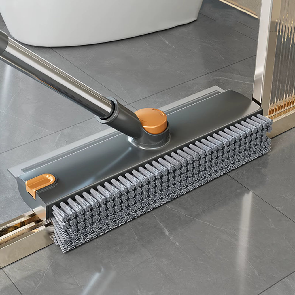 Ultimate 3-in-1 Floor Scrub Brush: Versatile Long Handle Grout Cleaner with Stiff Bristles and Scraper for Effortless Kitchen and Bathroom Cleaning