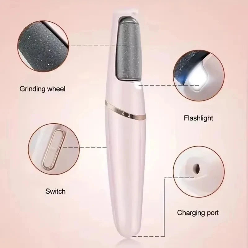 Revitalize Your Feet with the Ultimate USB Rechargeable Electric Dead Skin Remover - Complete with Interchangeable Roller Heads for Professional Pedicure Results!